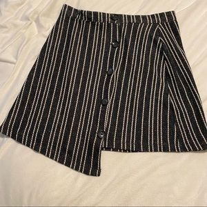 NWT Urban Outfitters Black White Striped Mini Skirt Button Front Asymmetrical